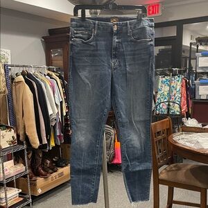 Mother High Waisted Looker Ankle Fray Jeans Walking on Coals Size 30 Normcore